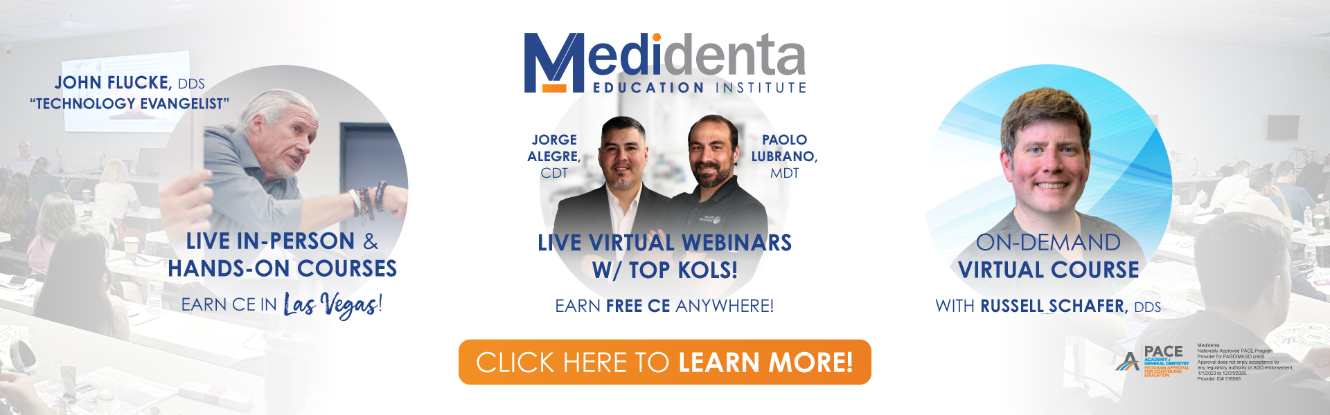 Medidenta - Education - In-Person Lectures and Hands-On Courses - Virtual Webianrs - On-Demand Virtual Courses - Desktop Banner - 01